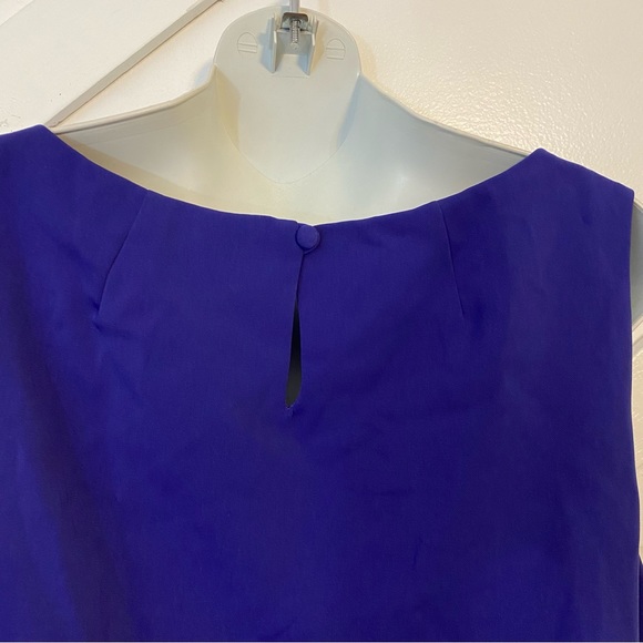 Milly Mishka Ruched Sleeveless Jersey Sheath Midi Dress Blue Purple Sz 14 - Picture 9 of 13